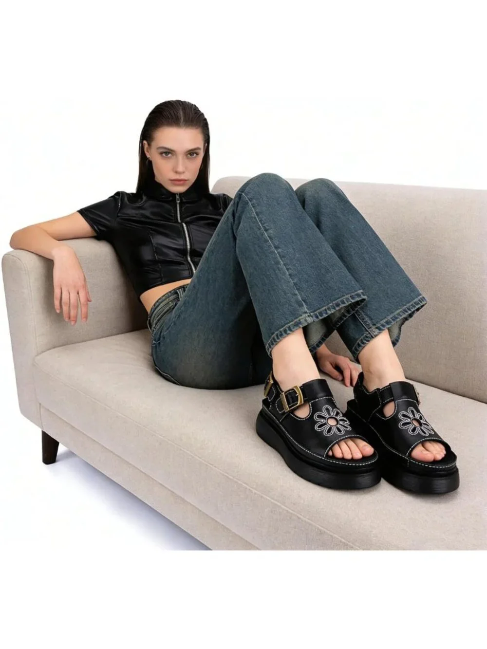 Stylish Women's Adjustable T-Strap Platform Wedge Sandals for Comfort & Fashion